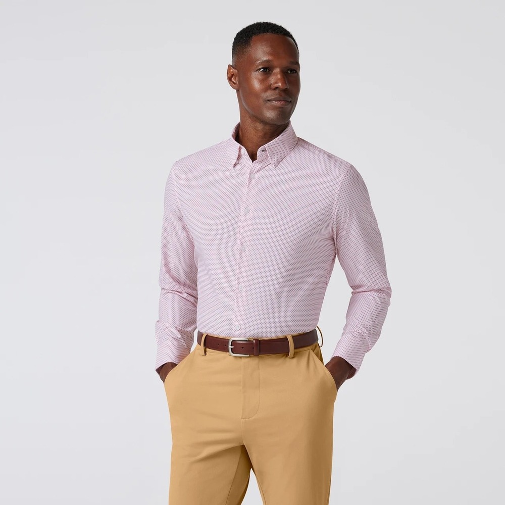 Mizzen + Main Mens XXL Dress Shirt Wine Plus Print Leeward Trim Fit Button Down